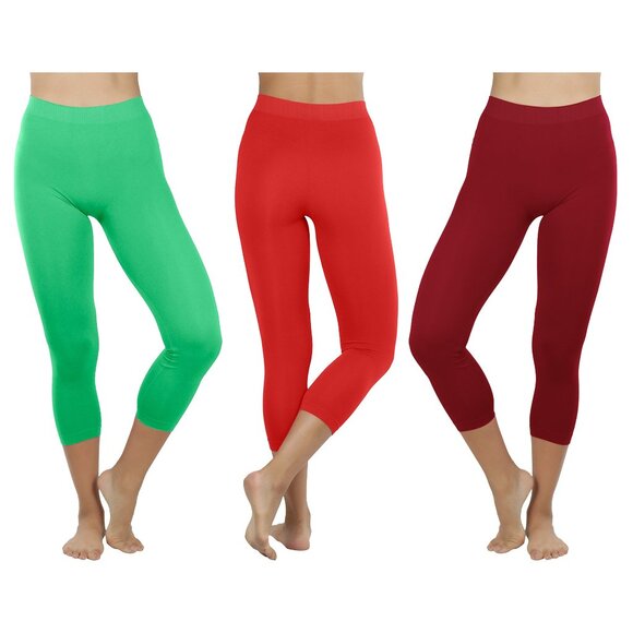 1-Pack Women's Soft High Waisted Stretch Yoga Capri Leggings Plus Size Available - Picture 8 of 16